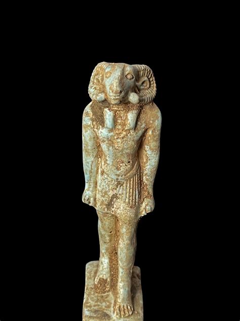 Statue Depicting A Ram Headed God Late Period Ram God Statue Khnum Etsy