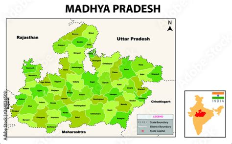 Vecteur Stock Madhya Pradesh Map Political And Administrative Map Of