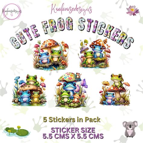 Cute Frog Sticker Pack Frog Stickers Frog Lover Colourful Etsy