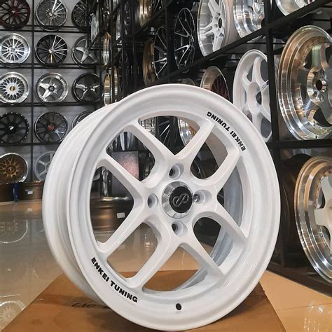 Jual Velg Racing ENKEI TUNING Ring 15 Pcd 4x100 Putih Velg Mobil R15