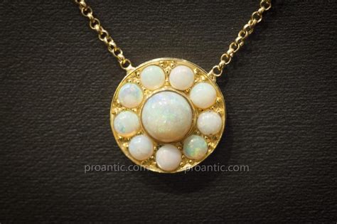 Yellow Gold Necklace Yellow Gold Pendant Set With Opals