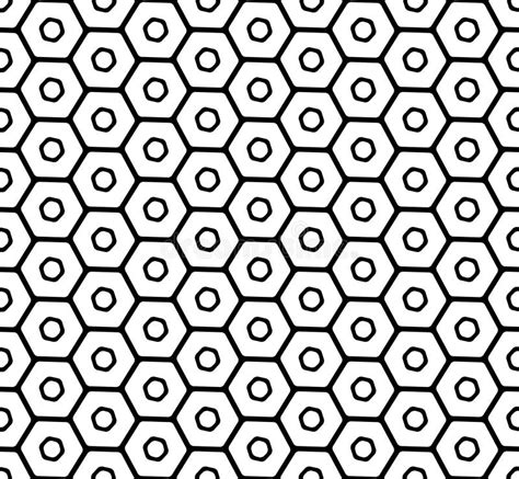 Seamless Geometric Black And White Hexagons Pattern Stock Vector