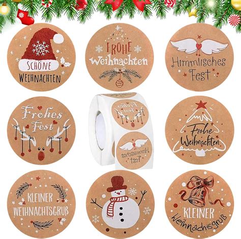 Aufkleber Weihnachten Rund 500 Stück 4cm Weihnachten Sticker im 8 Stil