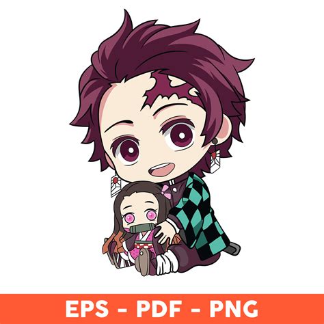 Tanjiro Chibi & Nezuko Svg, Nezuko Svg, Chibi Svg, Kamado Ta - Inspire ...