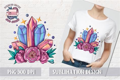 Magic Crystals With Flowers Sublimation Graphic By Svg Story Creative