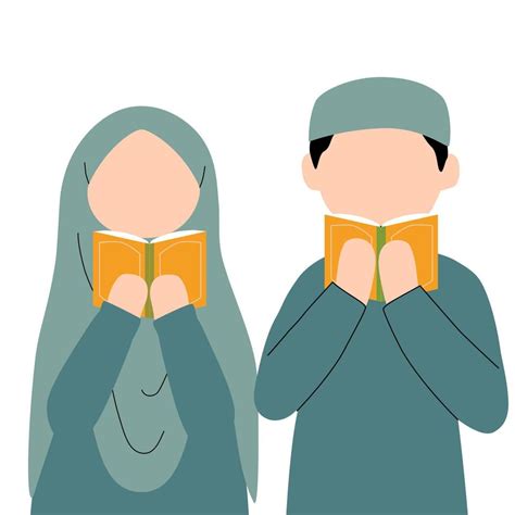 Muslim Couple Read Quran 23157430 Vector Art At Vecteezy