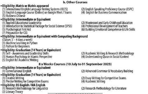 NUML Short Courses 2024 Admission Last Date Fee Structure Duration