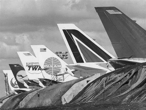 Six New Boeing 747 Tails Viewed Beyond The Embankment Of The Boeing