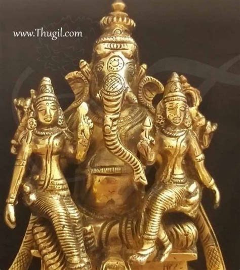 Shree Ganesha With Riddhi Siddhi Brass Statues