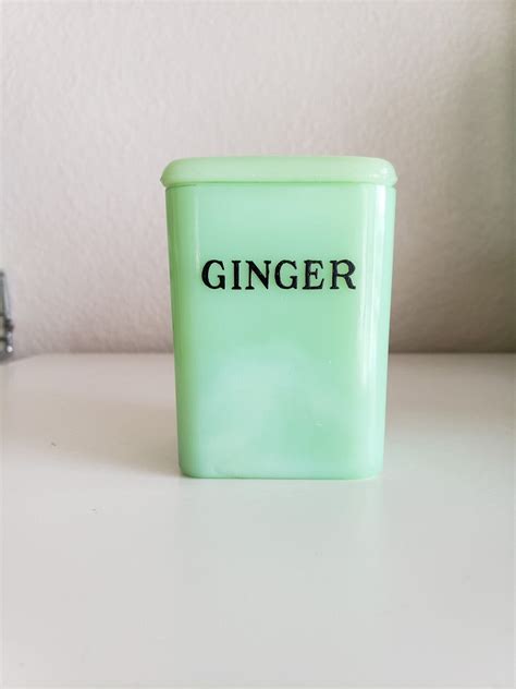 Vintage Jeannette Jadeite Jadite Spice Ginger Canister Green Glass