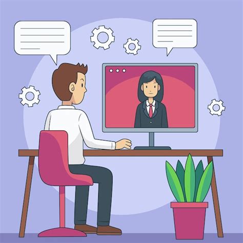 Concepto de entrevista de trabajo en línea Vector Gratis