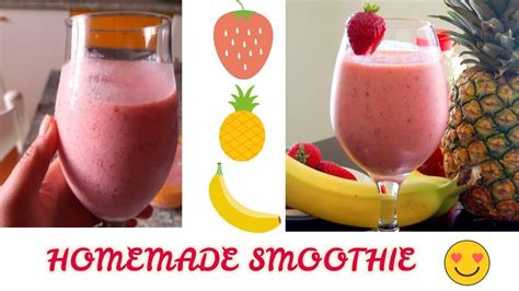 Homemade Strawberry Banana Pineapple Smoothie Bjaneg Youtube