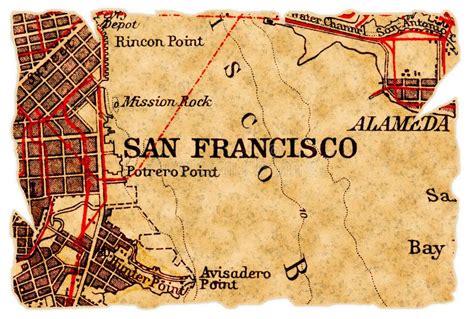 San Francisco Old Map Stock Photo Image Of Travel Torn 16696440