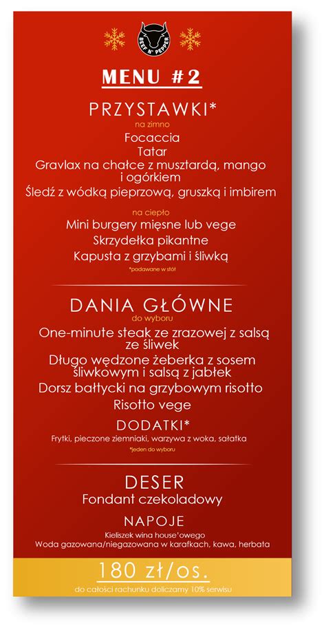 Menu Swiateczne 2 Beef And Pepper Steak House And Bar Steki I Burgery