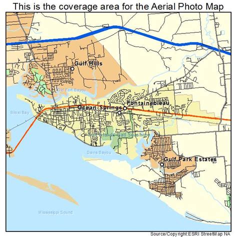 Aerial Photography Map of Ocean Springs, MS Mississippi