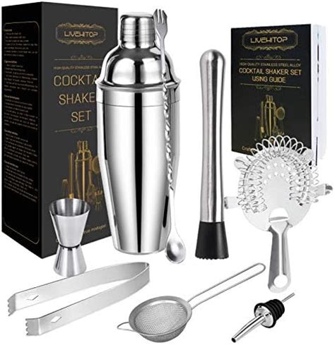 Amazon KITESSENSU Cocktail Shaker Set With Velvet Bag 7 Pieces