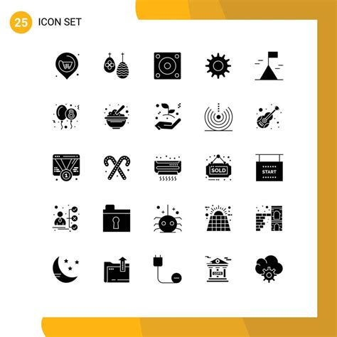 Pictogram Set Of 25 Simple Solid Glyphs Of Nature Adventure Devices