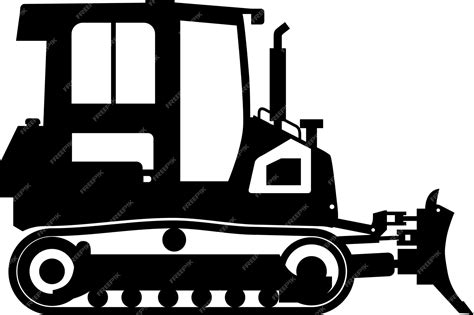Premium Vector Silhouette Of Bulldozer Icon In Flat Style Vector