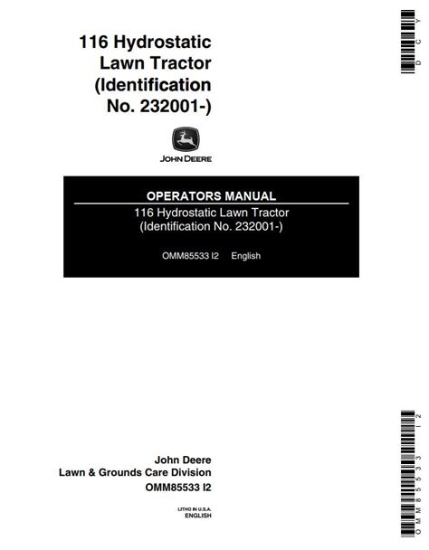 John Deere Tractors 116 Operators Manual PDF