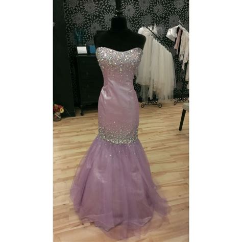 Mermaid Strapless Lilac Taffeta Tulle Beaded Prom Dress Corset Back