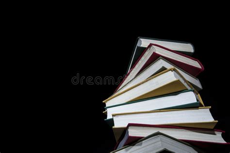 Stack Of Books On Black Background Stock Photo Image Of Literature