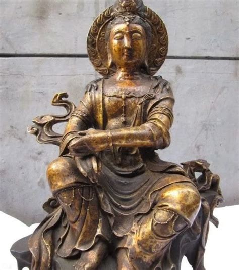 Chinese Bronze Lotus Freedom Sit Bodhisattva Kwan Yin Guan Yin