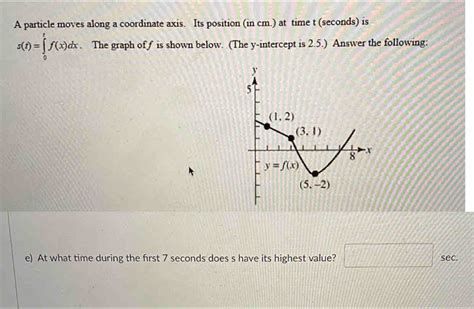 Solved A Particle Moves Along A Coordinate Axis Its Position In Cm