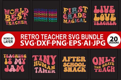 Retro Teacher Svg Bundle Grafik Von Fancy Svg · Creative Fabrica