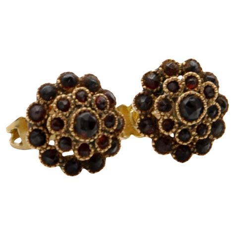 Antique Garnet Diamond Gold Earrings At 1stdibs