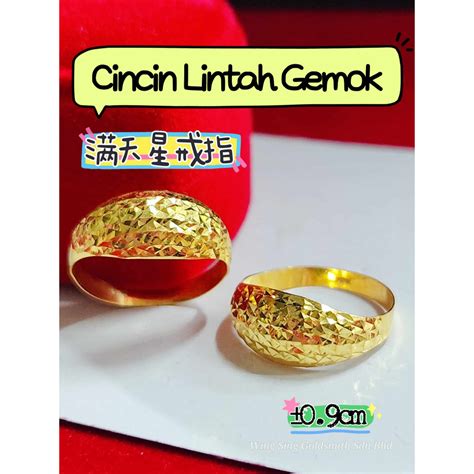 Wing Sing Cincin Lintah Bajet Gemok Lebar Murah Fesyen Tulen Emas 916