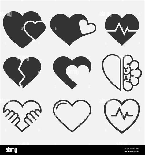 Hearts icons set isolated on white background. Vector illustration. Eps ...