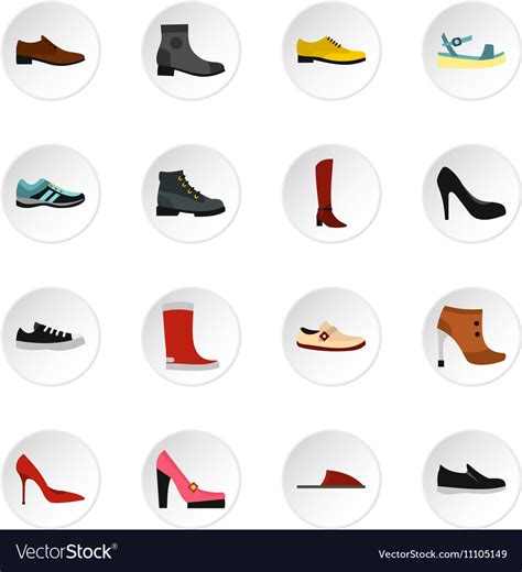 Shoe Icons Set Flat Style Royalty Free Vector Image