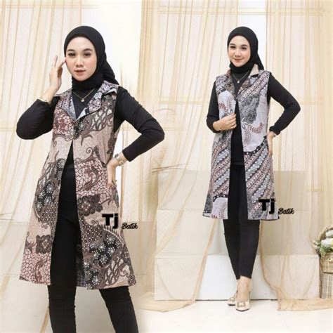 Jual OUTER BATIK WANITA BOLAK BALIK DUA MOTIF BLEZER 2 IN ONE Shopee