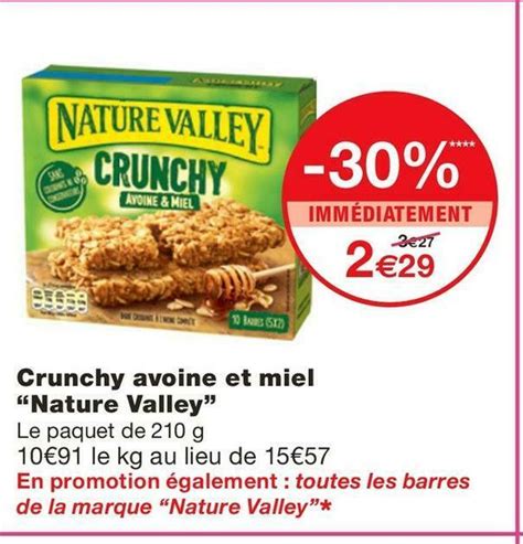 Promo Nature Valley Crunchy Avoine Et Miel Chez Monoprix