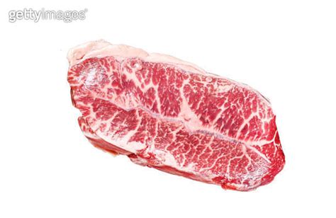 Raw Top Blade Beef Meat Steak Isolated On White Background Top View