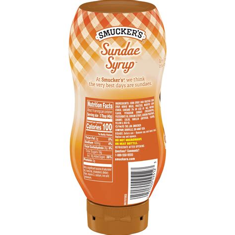 Smuckers Sundae Syrup Sugar Free Caramel Flavored Syrup