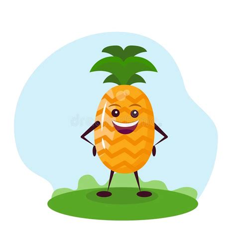 Personaje Divertido De Piña Ilustración Vectorial En Estilo De Dibujos Animados Para Niños