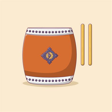 Taiko Trommel Vektorsymbol Illustration mit Umriss für Designelement