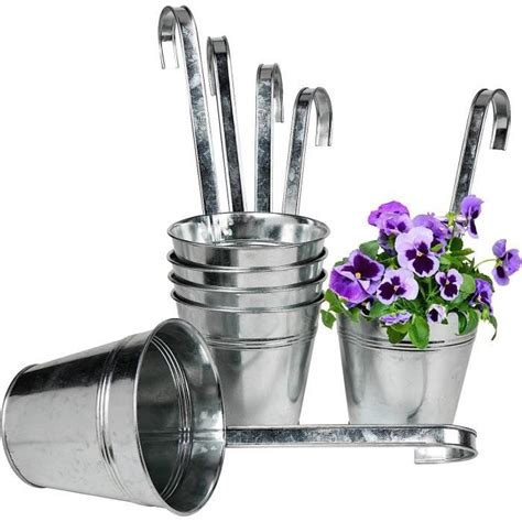 Oairse Lot de 6 Pots de Fleurs à Suspene 13 cm en Zinc galvanisé avec