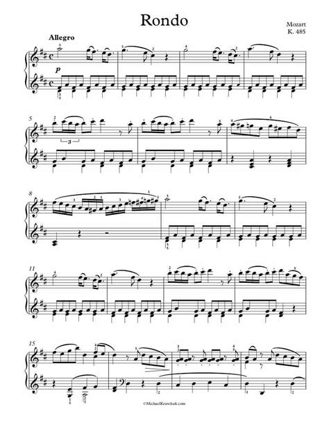 Free Piano Sheet Music Rondo K Mozart Michael Kravchuk