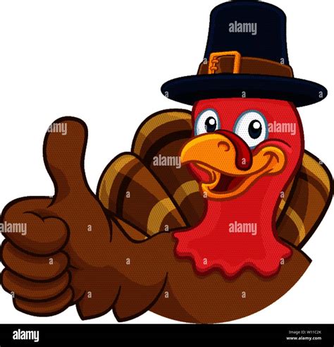 Turkey Pilgrim Hat Thanksgiving Cartoon Character Stock Vector Image