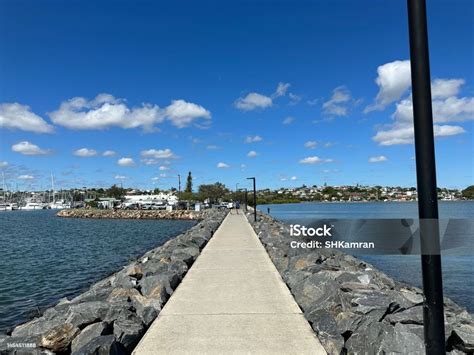 Beaches In Manly Harbour Village Brisbane Qld Australia Wharf Stock