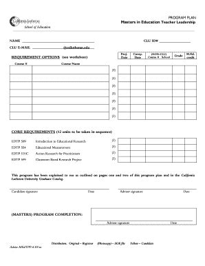 Fillable Online Callutheran Advisement Form Teacher Leadership