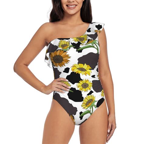 Bingfone Sunflowers Country Print Womens One Piece Swimsuits One