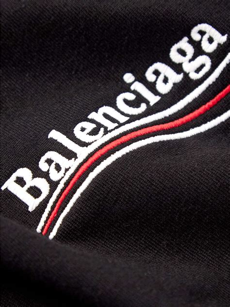 Black Oversized Logo Embroidered Cotton Jersey T Shirt Balenciaga Mr Porter