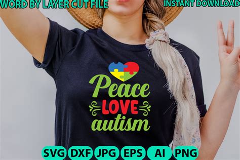 Peace Love Autism Tshirt Design Graphic By Svg Bundle House · Creative