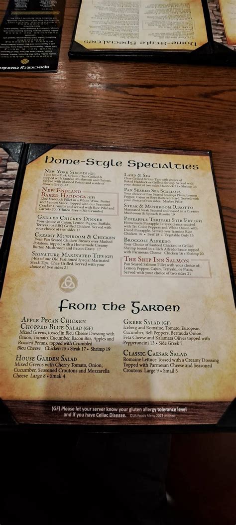 Menu At The Irish Cottage Pub Bar Methuen