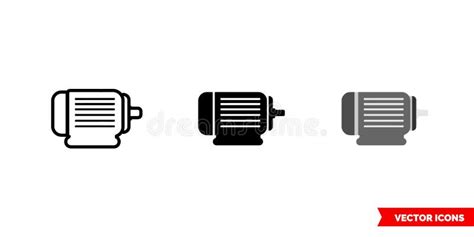 Motor Icon of 3 Types Color, Black and White, Outline. Isolated Vector ...