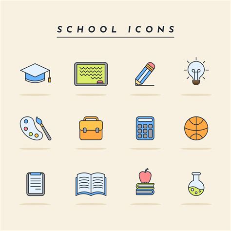 Cute Simple School Icons Pack 2193121 Vector Art at Vecteezy