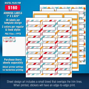 Label Sheet Templates, Editable Text | Avery Compatible (7 Sizes ...